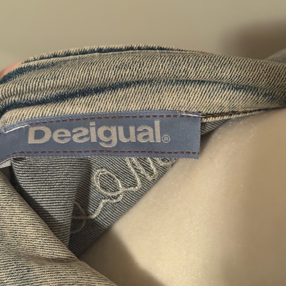 Desigual Denim Jacket with Multicolor Sleeves - Picture 8 of 10